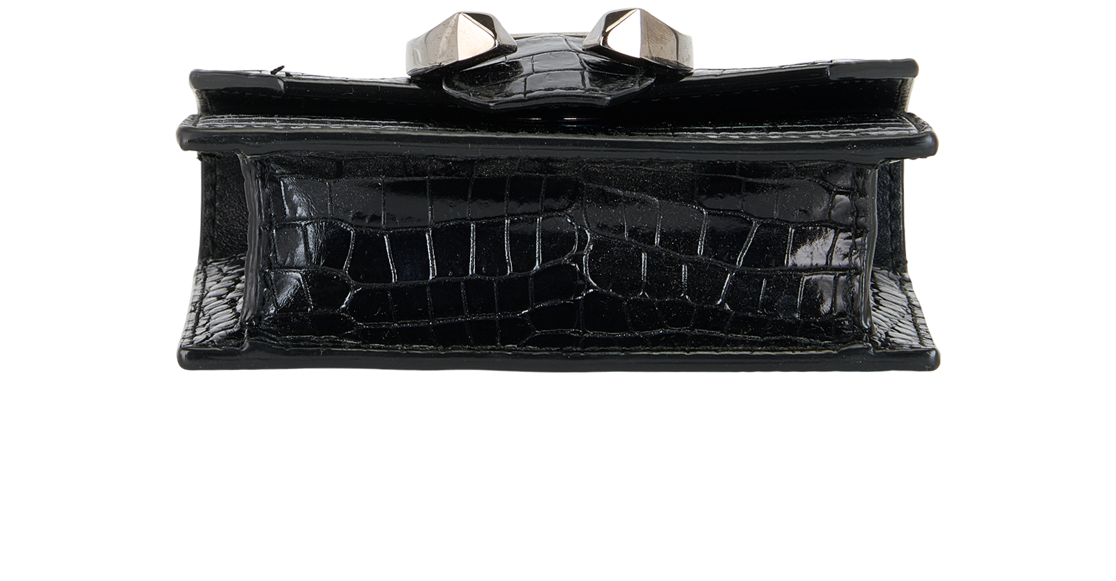 Paris Mini Croc Embossed Crossbody Bag, &pound;310, Handbags, Black, Leather, Top view